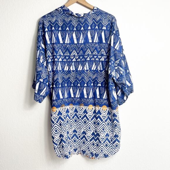 KNOX ROSE WOMEN'S RAYON DUSTER KIMONO CARDIGAN BLUE PAISLEY XS SMALL NEW - Picture 3 of 8